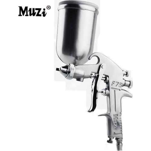Muzi F-75G HVLP Spray Gun, Gravity Paint Sprayer Machine, with 400cc Capacity Aluminum Cup for Painting Car,furniture