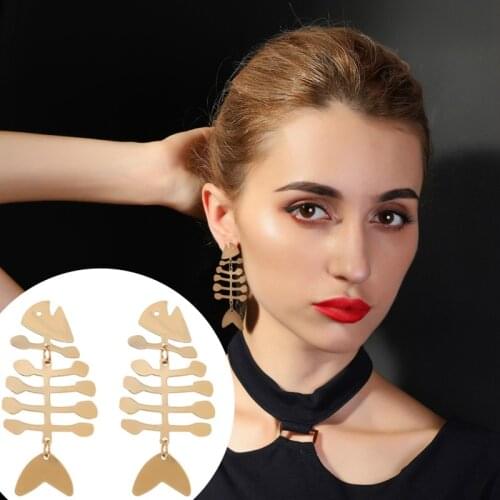 Match-Right 2020 New Fish Shaped Handmade Earrings for Women Gold Silver Color Geometric Earring jewelry Brooch Earrings SP1011