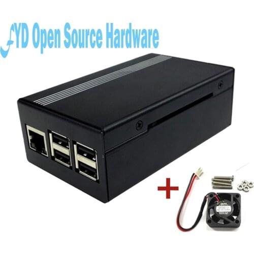 1set aluminum alloy metal case with fan for Raspberry Pi 3 Model B Board