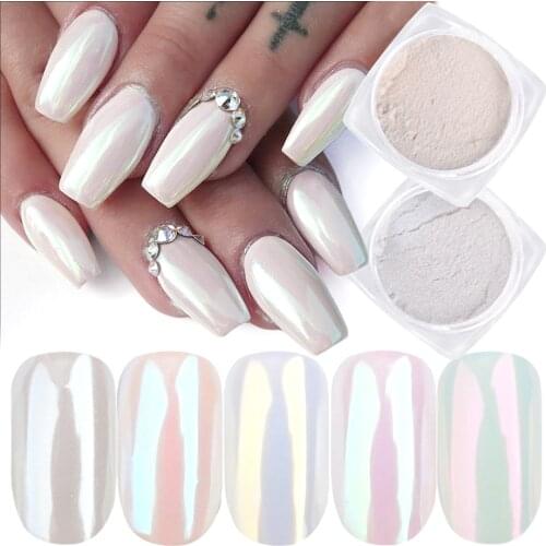 7 Box Mermaid Nail Glitter Powder Set Pearl Shell Shiny Dust Auroras Chrome Nails Art Pigment UV Gel Polish Decorations NFB01-07