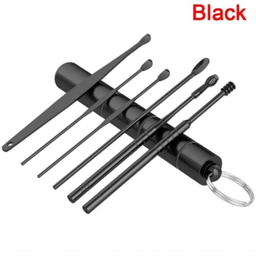 1Set New Earwax Removal Kit Ear Wax Cleanser Remover Ear Pick Tools Reusable Ear Cleaner Care Stainless Steel Earpick Cleaning