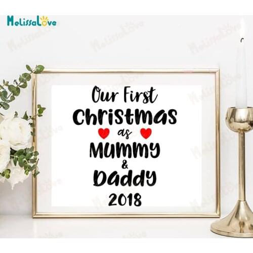 Our First Xmas Mum Dad 2018 Decal Festival Quote Decor Christmas Home Decoration Window Removable Vinyl Wall Stickers B844