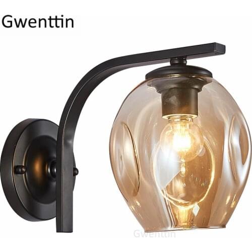 Nordic Stained Glass Wall Lamps Led Mirror Lights Modern Bubble Ball Wall Sconce Light Fixtures for Home Bedroom Loft Decor E27