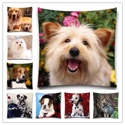 Lovely dog Cushion Cover Cotton Polyester Pillow case Animal Christmas gift Cushion Throw Decorative Home 5 size 9 style