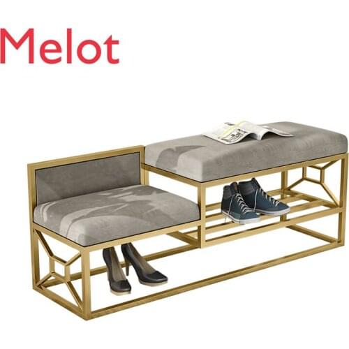 European-Style Affordable Luxury Fashion Household Metal Shoe Changing Stool Can Sit Floor Storage Shoe Rack