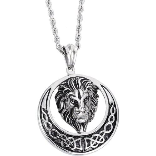 New Titanium Steel Necklace Alternative Fashion Sun Lion Head Cool Stainless Steel Mens Pendant Hot Selling