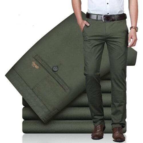 Autumn and summer mens casual pants Loose Straight Business trousers Slim fit middle-aged plus size stretch classic car pants