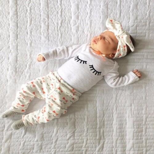 2020 Autumn Newborn Infant Girl Clothing Sets Cotton Long Sleeved 3PCS Suits Tops+Pants+Headband Fashion Baby Girls Clothes Set