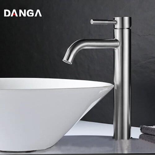 Heightening Basin Faucet Bathroom Sink Tap Hot and Cold Mixer 304 Stainless Steel Brushed Vanity Water Tap Toilet Faucet