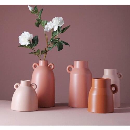 Simple Solid Color Ceramic Vase Living Room Desktop Flower Arrangement Vase Green Plants Succulents Flower Pot Potted Plants