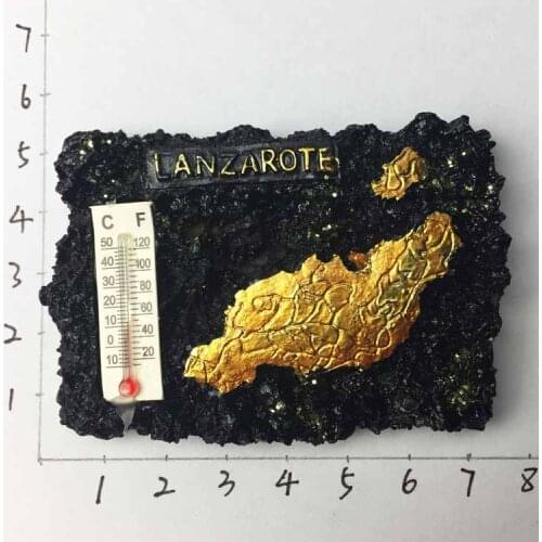 QIQIPP Lanzarote, Spain travel commemorative three-dimensional refrigerator magnets home decoration thermometer travel souvenirs