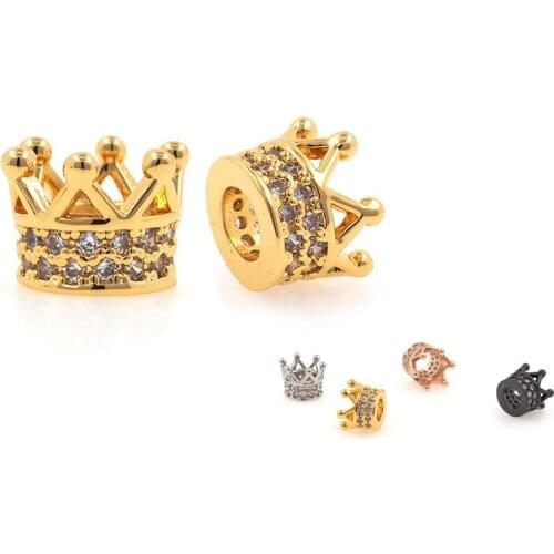 Spacer Beads Wholesale Micro-Pavé CZ Zircon Crown Accessories DIY Personalized Craft Bracelet Making 5.4x6.6x3.4mm