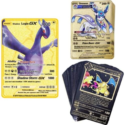 Rare 20 Styles Pokemon GX Metal Card Game collection toys