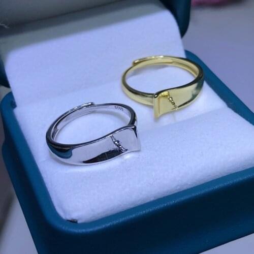 Wedding Hot 925 Sterling Silver Adjustable Ring Settings Findings Mountings Parts for Pearl Corals Jade Crystal, 5pcs/lot