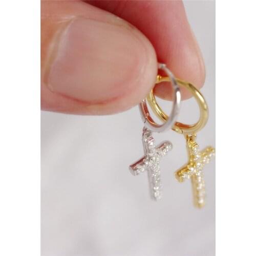 S925 Silver Color Earrings Ladies Earrings Inlaid Beautiful Zircon Cross Earrings Versatile Jewelry For Girlfriend Gift