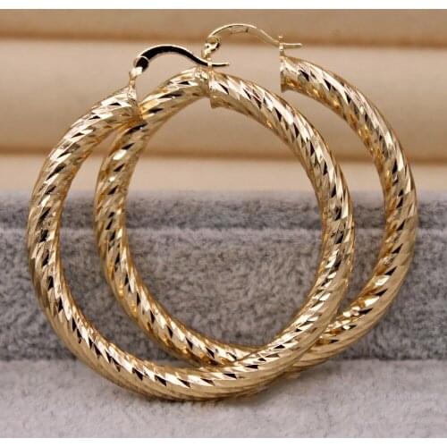 New Trendy Eardrop Round Gold Plated Earring Hoop Earrings For Women Girls Fashion Jewelry Accessories Wedding Party Daily Gift