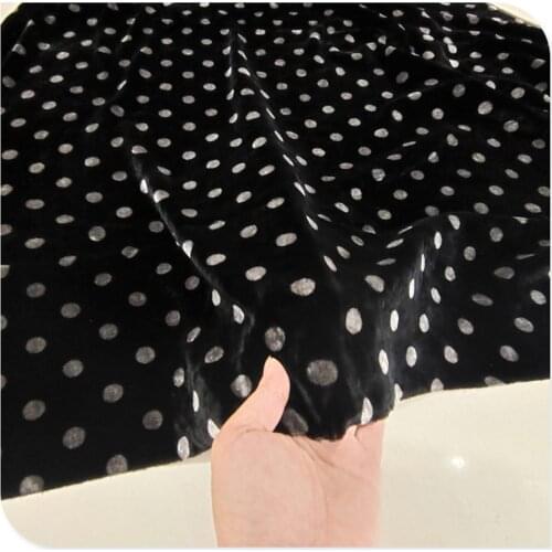 Grey Dot Silk Bottom Cotton Real Velvet Shirt SLING DRESS Cheongsam Pajamas Fabric