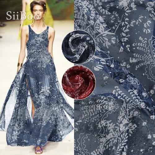 Siiboo 100% natural silk chiffon fabric for holiday beach dress romantic and sexy floral print sp6327