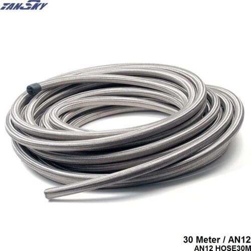 30M AN12 Stainless Steel Braided Fuel Line Oil Gas Hose For Oil Cooler/Fuel Tank/Fuel Filter /Fuel Pump TK-AN12 HOSE30M