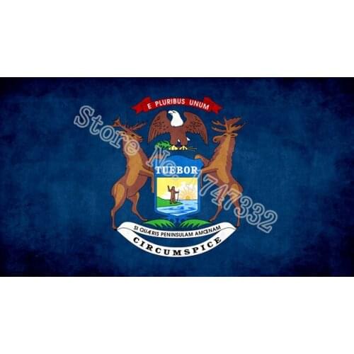 State of Michigan Antique do the old Flag Retro Flag 3X5FT 150X90CM Custome Banner brass metal holes