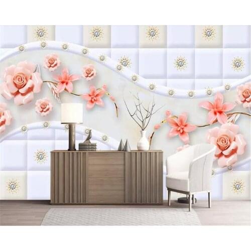Beibehang Vinyl wallJewelry Flowers Wallpaper Soft Pack Living Room Wallpaper TV Background Home Decor wallpaper 3d on the wall