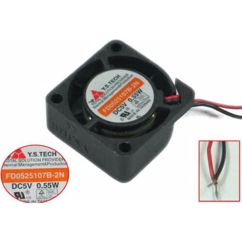 Y.S.TECH FD0525107B-2N DC 5V 0.55A 25x25x10mm Server Cooling Fan