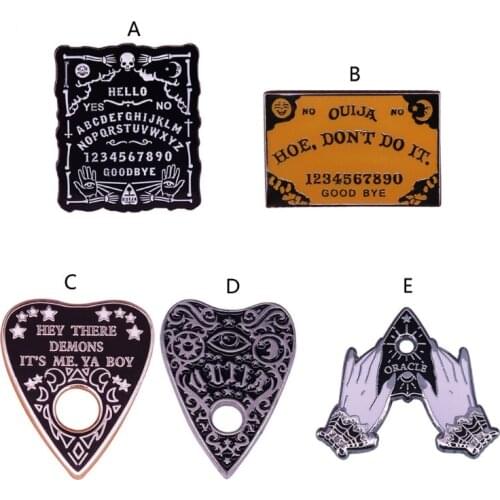 Halloween Funny Ouijas and Chill Planchette Enamel Lapel Pins Gothic Black Witchcrafts Brooch Pin Fashion Jewelry Unisex
