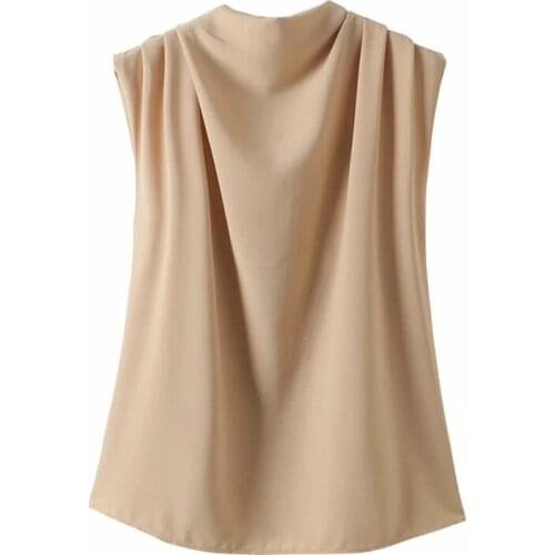 Women 2020 Solid Color Sleeveless Shirt With Back Zip Female Fashion Retro Simplicity Pullover Chic Top