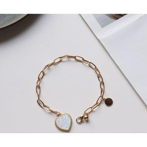 New Heart Bracelets For Women Lovers Charm Bangle Female Exaggerated Thick Link Chain Jewelry Party Gifts Fashion Accessories