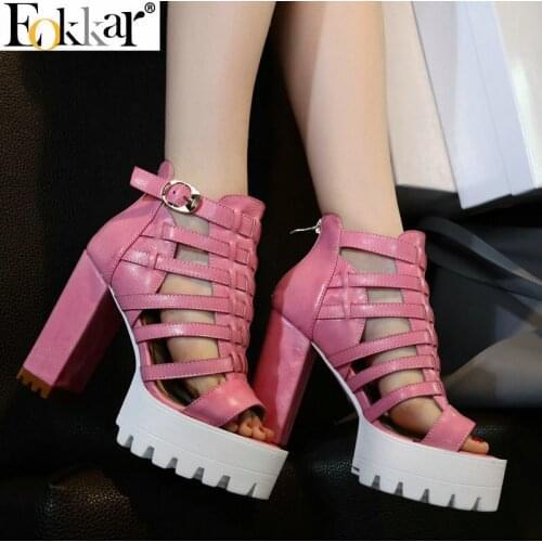 Eokkar 2019 Women Sandals Platform Peep Toe Women Pumps Gladiator Summer Wedges Sandals Fashion Ladies Sandals Size34-39