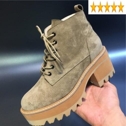 High Platform Ankle Harajuku Women British Style Vintage Thick Heel Boots Autumn Winter Motorcycle Biker Booties