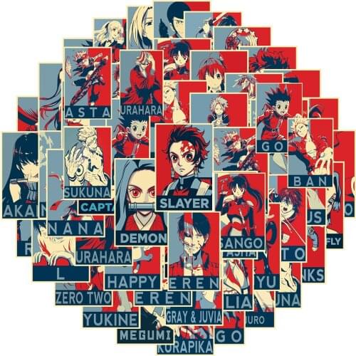 10/30/50PCS Mix Anime Jujutsu Kaisen Demon Slayer Waterproof Stickers DIY Bike Skateboard Fridge Luggage Cool Cartoon Sticker