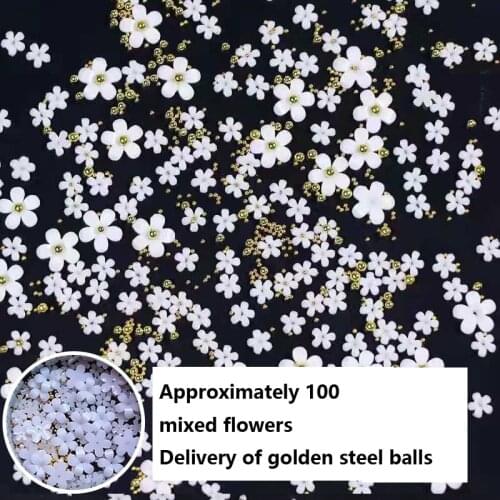 100 Japanese-style five-petal flower small white flower three-dimensional mini ins resin white small flower nail decoration