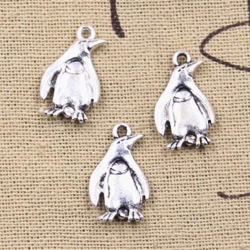 12pcs Charms Animal Penguin 20x12mm Antique Silver Color Pendants Making DIY Handmade Tibetan Finding Jewelry