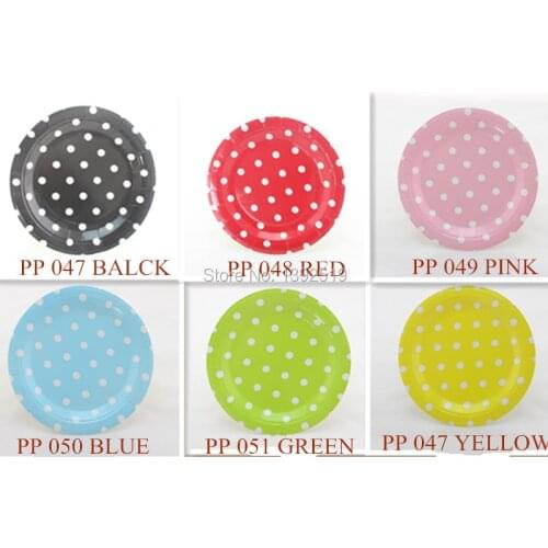Free Shipping 600pcs 9'' Round Paper Plates Polka dot Party Paper Plates Wedding Baby Shower Birthday Party Decoration Tableware