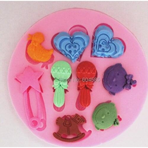 Baby heart kara ok silicone fondant cake molds soap chocolate mould for the kitchen baking FM133