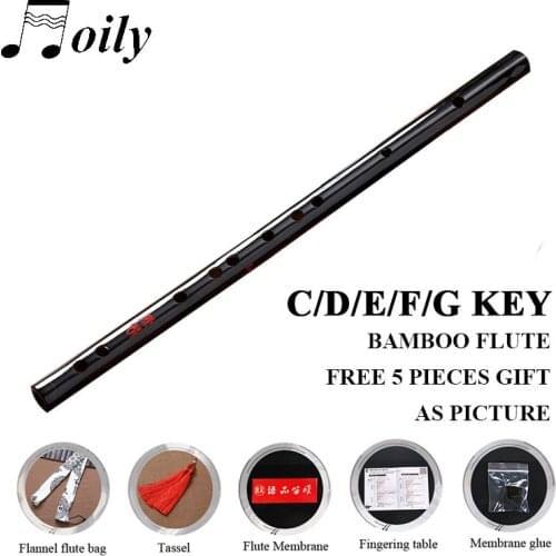 Bamboo Flute Chinese Traditional Gift C D E F G Key Professional Flute with Tassel Black Color Beginner Flute Transversal Flauta