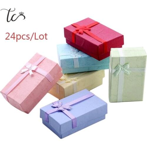 Paper Trinket Box Ring Box Necklace Organizer Earring Storage Box Necklace Box Small Accessories Container 24pcs/Lot
