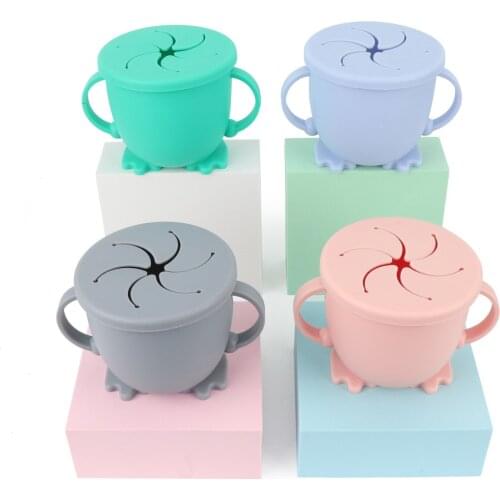 200ML Baby Infant Learning Feeding Food Bowl Cup with Handle Silicone Snack Dish Silicon Cup Baby Training Snack Cup