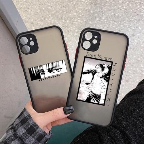 Attack on Titan Japanese Anime Phone Cases Matte Transparent for Iphone 7 8 11 12 Plus Mini X Xs Xr Pro Max Black Cover Fundas