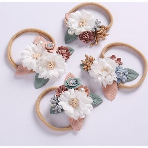 Baby Flower Crown Baby Nylon Headband Floral Baby Crown Floral Headbands, Baby Girl Hair Accessories Newborn shower gift HB310D