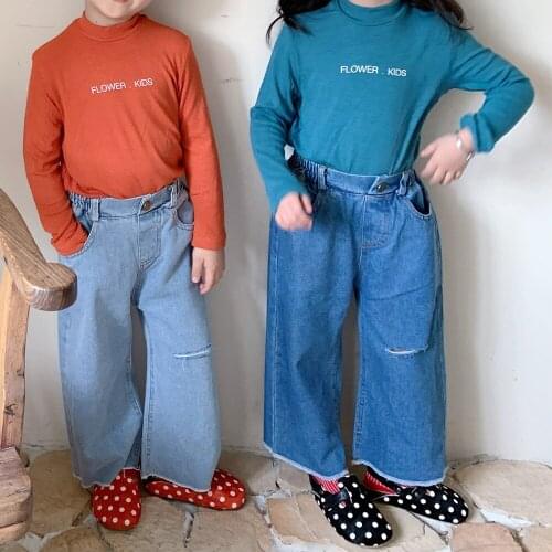 Childrens Ripped Jeans Autumn 2012 New Korean Style Children Baby Casual Pants Childrens Clothing Autumn Baggy Pants