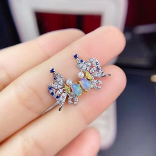 Elegant Birthday Gift Super Quality 100% Natural And Real Opal Earring 925 sterling silver Fine jewelry