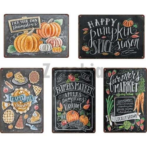 Farmers Pumpkin Metal Sign Plaque Metal Vintage Tintin Wall Posters Wall Decor For Room Shop Cafe Kitchen Party Iron Painting