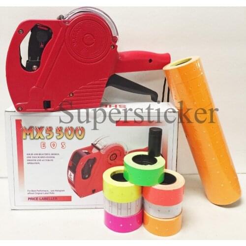 [ Fly Eagle ] MX-5500 EOS 8 Digits Price Tag Gun Labeler Labeller + 5000 ORANGE labels +1 Ink