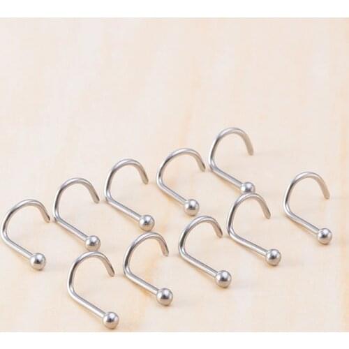 10pcs Lot Nose Stud Stainless Steel Nose Piercing Set Nose Ring Nostril Screws Nariz Bone Studs for Man Women Body Jewelry 20G