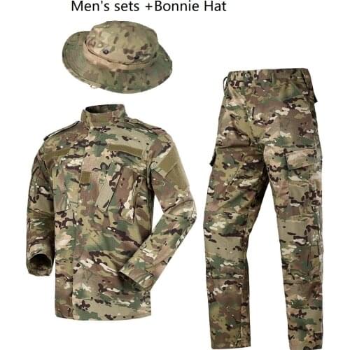 Mens Sets Multicam U.S Army Uniform Ribstop Military Uiforms With Bonnie Hat Bucket Hats