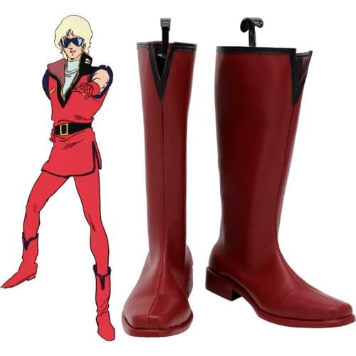 Gundam Char Aznable Cosplay Boots Red Shoes Custom Made Any Size for Unisex
