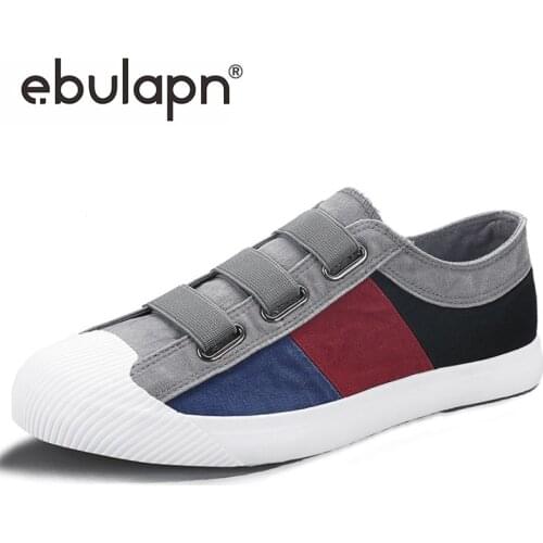 Ebulapn Men Canvas Vulcanize Shoes Korean New Trend Mens Casual Shoes Spring/Autumn Patchwork Breathable Designer Sneakers