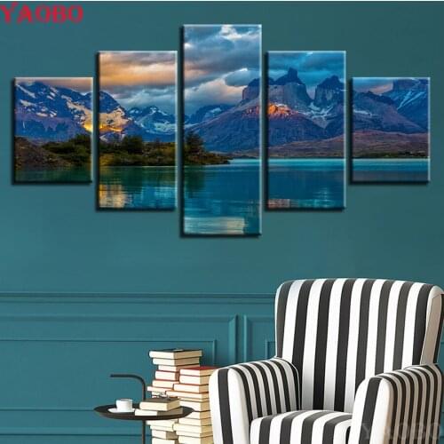 5 pcs Diamond Painting Park Cloud Mist Mountain Lake Nature Landscape mosaic kits Cross-Stitch rhinestone Embroidery beaded